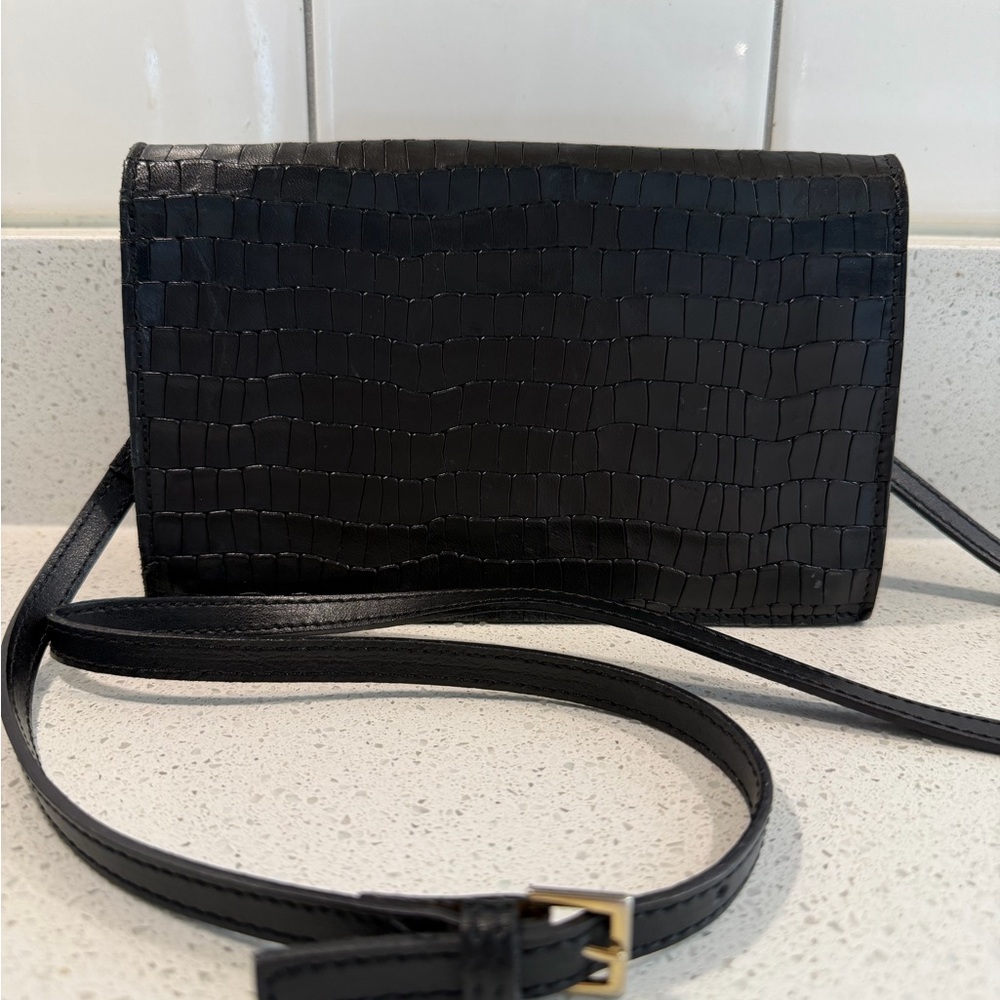 Marinella Milano Leather Black Shoulder Handbag Made in Italy EUC